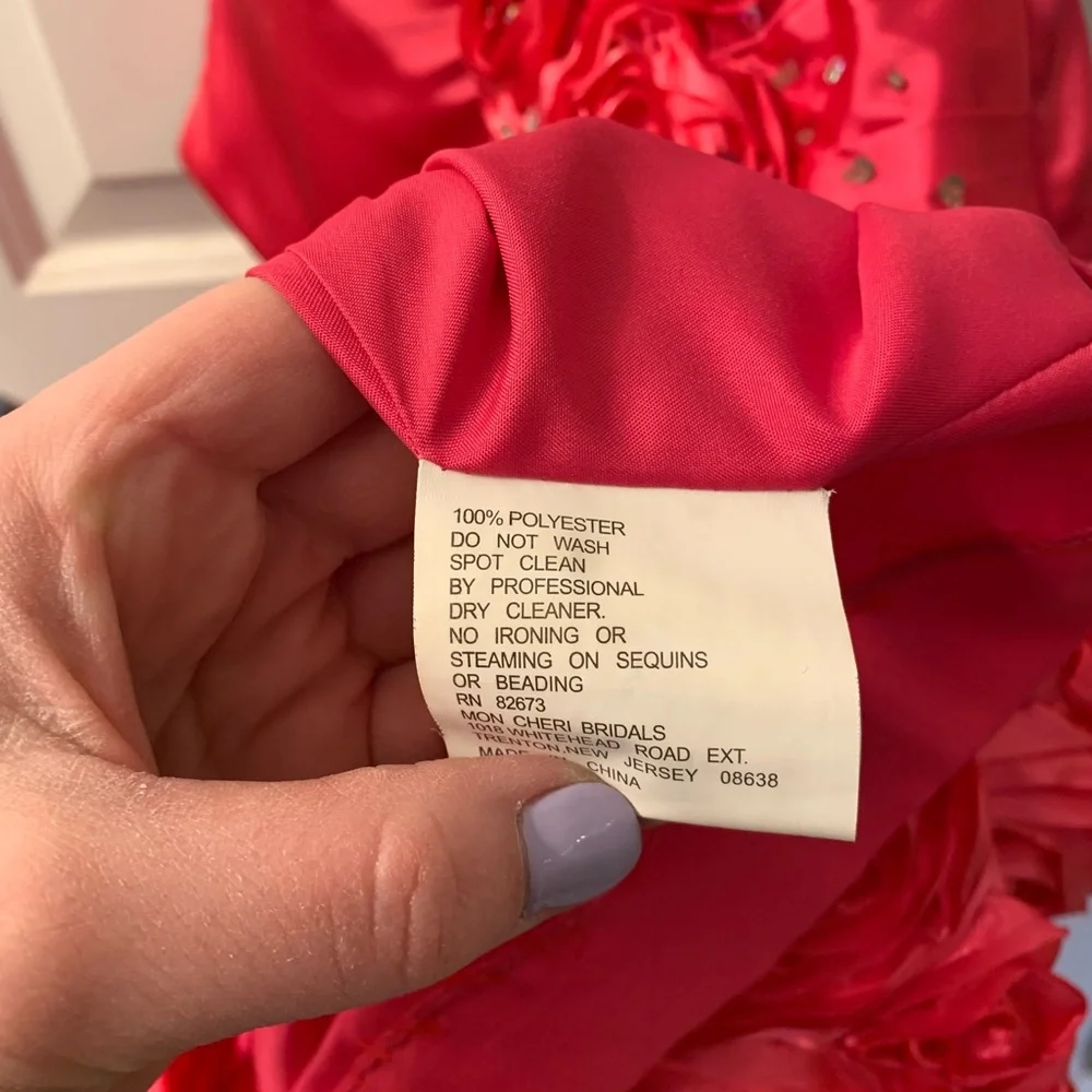 Size 10 Hot Pink Tony Bowls One Shoulder Floral Cocktail Dress (fits like an 8) - Picture 11 of 13